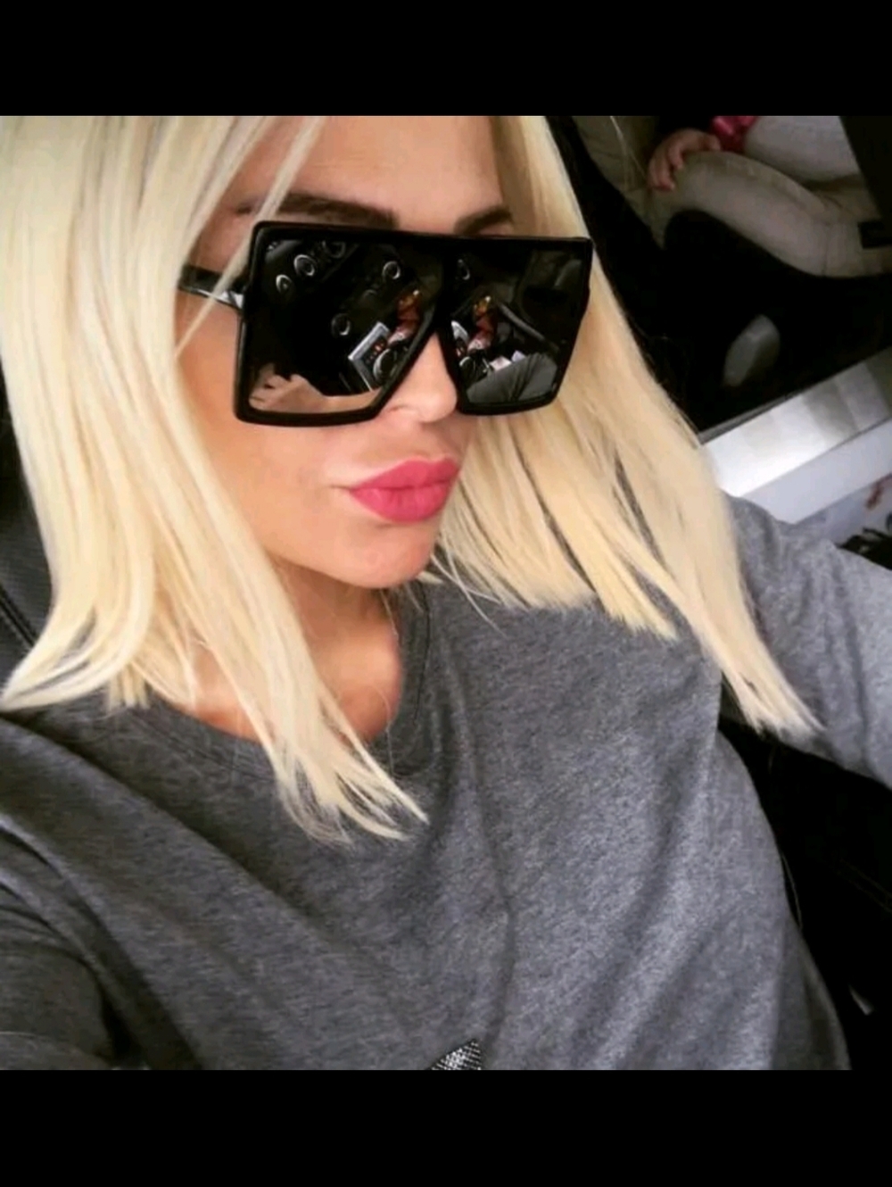 Oversized Mirrored Black Square Shield Sunglasses - same as YSL Betty